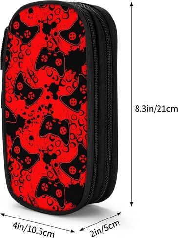Perinsto Video Game Controller Background Pencil Case Big Capacity Multi Compartment Stationery Box Gaming Gadgets Pencil Pouch Holder Desk Organizer For School Office Home, Black in Saudi Arabia
