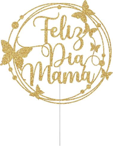 Feliz Dia Mama Cake Topper, Happy Mother's Day Cake Topper, Feliz Dia De Las Madres, Best Mom Ever, Happy Mothers Day Party Decorations (Rose Gold Glitter) in Saudi Arabia