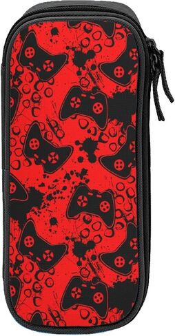 Perinsto Video Game Controller Background Pencil Case Big Capacity Multi Compartment Stationery Box Gaming Gadgets Pencil Pouch Holder Desk Organizer For School Office Home, Black in Saudi Arabia