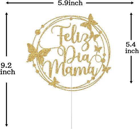 Feliz Dia Mama Cake Topper, Happy Mother's Day Cake Topper, Feliz Dia De Las Madres, Best Mom Ever, Happy Mothers Day Party Decorations (Rose Gold Glitter) in Saudi Arabia