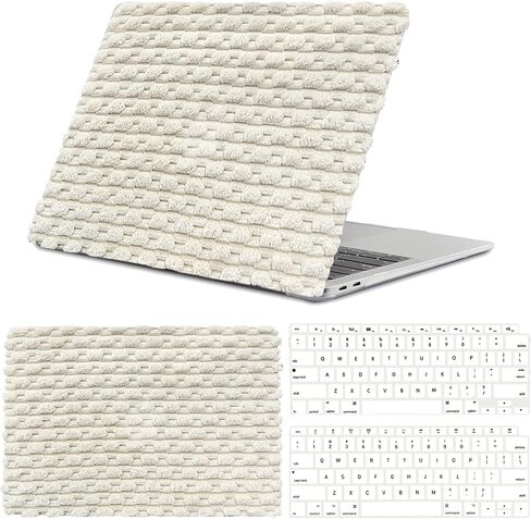 Compatible with MacBook Air 13 inch Case,2018-2020Release(A2337 M1 A2179 A1932) with Touch ID & 2 Pack Keyboard Protectors,Faux Skin Plush Design Laptop Hard Shell (Dark Grey Plush) in Saudi Arabia
