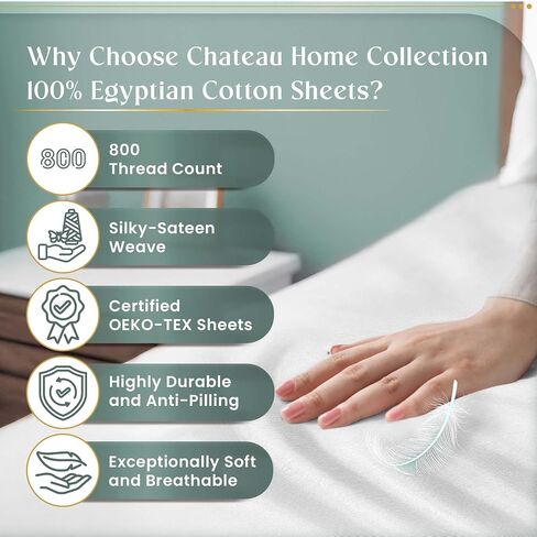 Chateau Home Collection King Size Sheets, Dark Denim, 800 Thread Count Sateen Weave 100% Egyptian Cotton, Deep Pocket in Saudi Arabia