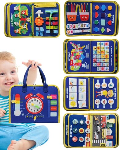 Busy Board Montessori Toys for 1 2 3 4 Year Old Girl Busy Book for Toddlers Preschool Learning Book for Fine Motor Skills, Sensory Toys for Autism Kids, Birthday Valentines Gifts for Girl 1-3 -Pink in Kuwait