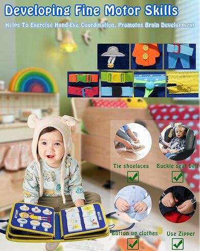 Busy Board Montessori Toys for 1 2 3 4 Year Old Girl Busy Book for Toddlers Preschool Learning Book for Fine Motor Skills, Sensory Toys for Autism Kids, Birthday Valentines Gifts for Girl 1-3 -Pink in Kuwait