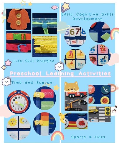 Busy Board Montessori Toys for 1 2 3 4 Year Old Girl Busy Book for Toddlers Preschool Learning Book for Fine Motor Skills, Sensory Toys for Autism Kids, Birthday Valentines Gifts for Girl 1-3 -Pink in Kuwait