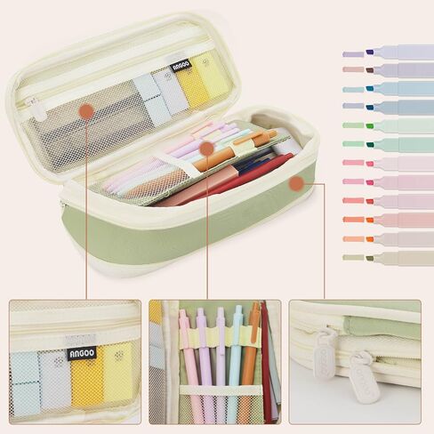 52 Aesthetic School Supplies with Cute Pen Case,5 Black, 2Blue,2 Red Ink Gel Pens,12inch and 6inch rulers,6 Mechanical Pencils for Students Stationary College Essentials in Saudi Arabia