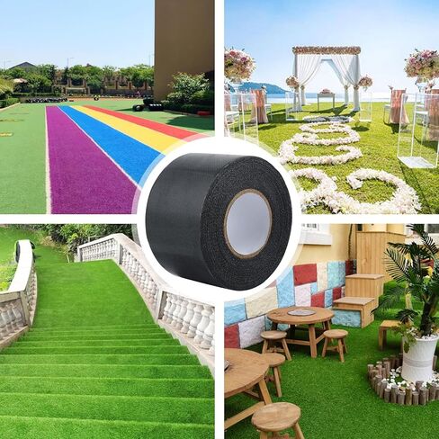 Double Sided Artificial Grass Turf Tape 2 Packs 2 Inch x 16.5 Feet Strong Viscosity Self Adhesive Grass Rug Tape Artificial Turf Seaming Tape for Lawn Garden Turf Tape (2) in Kuwait