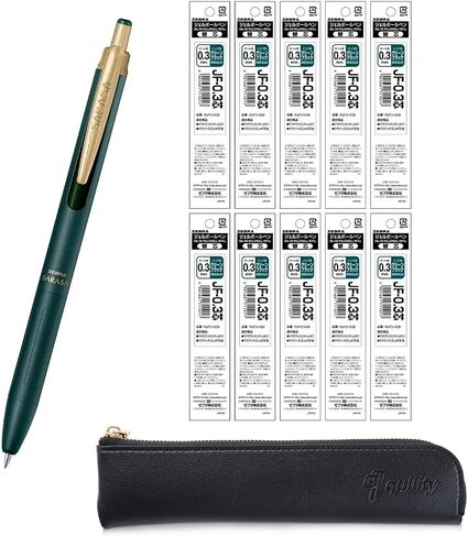 ZEBRA SARASA GRAND Gel Ballpoint Pen 0.3mm Green Black + 10 Refills, qullity original Black slim pen case in Kuwait