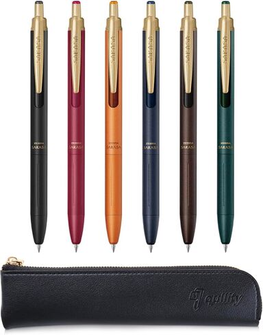 ZEBRA SARASA GRAND Gel Ballpoint Pen 0.3mm Green Black + 10 Refills, qullity original Black slim pen case in Kuwait