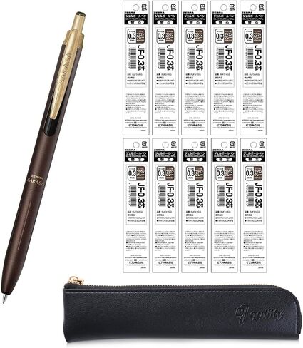ZEBRA SARASA GRAND Gel Ballpoint Pen 0.3mm Green Black + 10 Refills, qullity original Black slim pen case in Kuwait