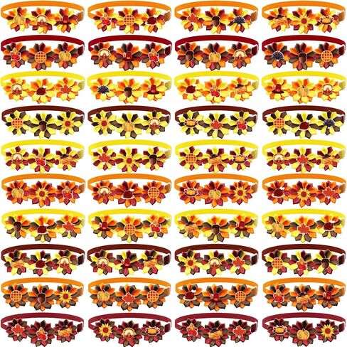 40Pcs Thanksgiving Dog Grooming Bows Bulk Adjustable Cat Bowties with Colorful Petals Holiday Pet Grooming Accessories Bowknots Thanksgiving Flower Bowties for Dogs in Saudi Arabia