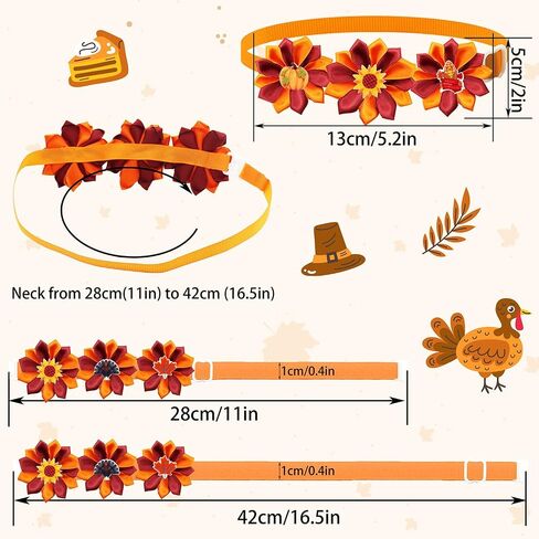 40Pcs Thanksgiving Dog Grooming Bows Bulk Adjustable Cat Bowties with Colorful Petals Holiday Pet Grooming Accessories Bowknots Thanksgiving Flower Bowties for Dogs in Saudi Arabia