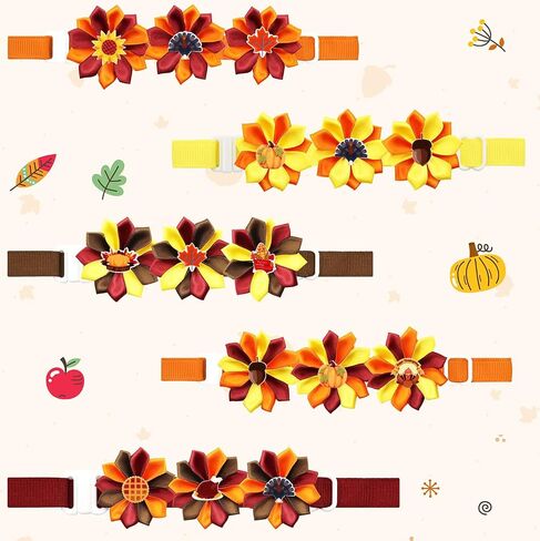 40Pcs Thanksgiving Dog Grooming Bows Bulk Adjustable Cat Bowties with Colorful Petals Holiday Pet Grooming Accessories Bowknots Thanksgiving Flower Bowties for Dogs in Saudi Arabia