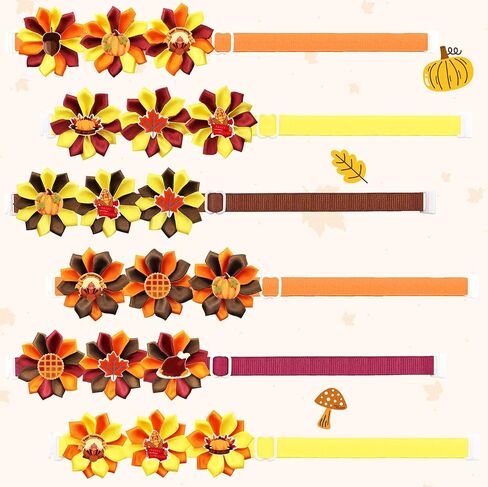 40Pcs Thanksgiving Dog Grooming Bows Bulk Adjustable Cat Bowties with Colorful Petals Holiday Pet Grooming Accessories Bowknots Thanksgiving Flower Bowties for Dogs in Saudi Arabia