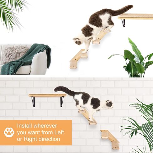 Cat Wall Steps 2-Pack, Two Step Cat Climbing Shelves, Wall-Mounted Reversible Cat Stairway with Durable Sisal Scratching Rope, Ideal for Cats' Perching, Climbing, and Playing Furniture in Saudi Arabia