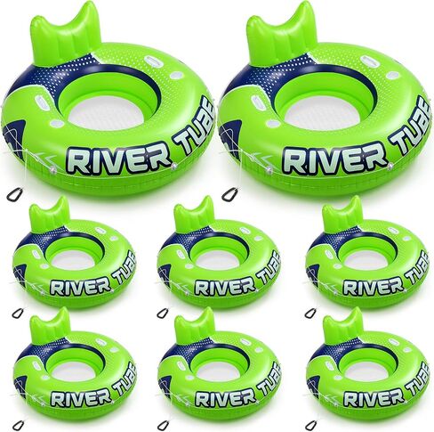 53" Heavy Duty Inflatable River Tube Inflatable Pool Float Large Water Tube Green Float River Adult Raft Lounger with Mesh Bottom Backrest 2 Cup Holders and Handles,Holds 300lb in Saudi Arabia