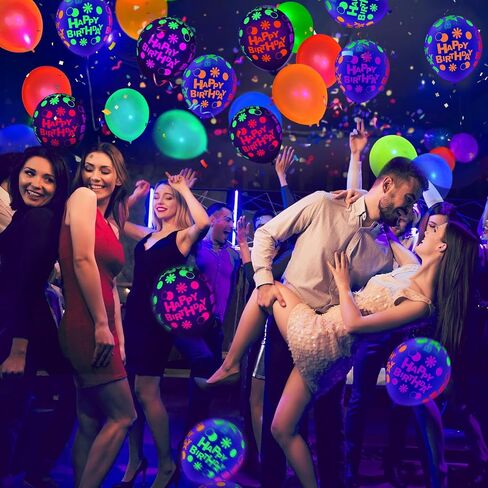 60 Pcs UV Neon Balloons, 14 Inch UV Black Light Balloons Glow in the dark for Birthday Decorations Wedding Glow Party Supplies Blacklight Carnival in Saudi Arabia