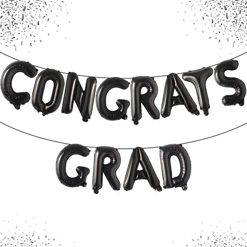 Congrats Grad Balloons Banner Gold 16 Inch Foil Letter Graduation Balloons Congratulations Banner for Class Of 2025 Graduation Party Decorations in Kuwait