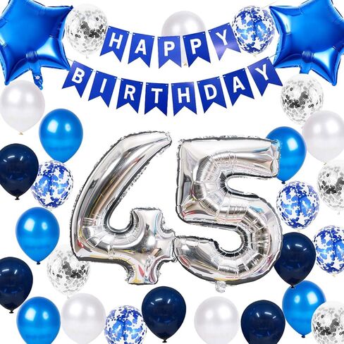 عيد ميلاد الـ 41 ديكور الفضة الأزرق للرجال ، لافتة عيد ميلاد سعيد رقم 41 عيد ميلاد نجم البالونات البالونات اللاتكس النجويات للرجال له زوج 41 سنة عيد ميلاد (41) in Kuwait