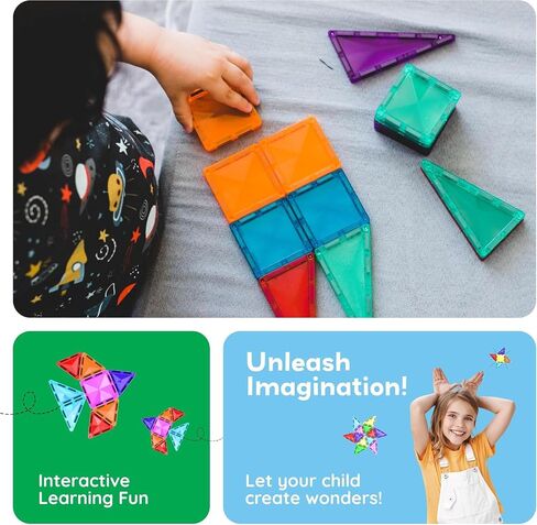Picassotiles Mini Size Magnetic Tiles Sensory Magnet Toys Diamond Series Building Builds مجموعة STEM Learning Travel Size Toy Toy Toy For Kids Boys Girls Age 3+ PTM30 in Saudi Arabia
