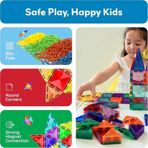 Picassotiles Mini Size Magnetic Tiles Sensory Magnet Toys Diamond Series Building Builds مجموعة STEM Learning Travel Size Toy Toy Toy For Kids Boys Girls Age 3+ PTM30 in Saudi Arabia