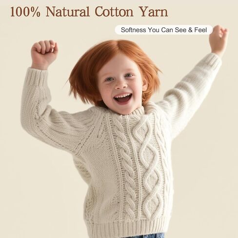 Katech 100% Cotton Yarn for Crocheting & Knitting – Soft Sport Weight CYC #3, 6 Skeins (50g Each, 300g Total), Ideal Crochet Yarn for Dishcloths, Baby Blankets, Wearables & DIY Crafts（Beige） in Saudi Arabia