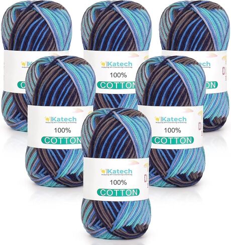 Katech 100% Cotton Yarn for Crocheting & Knitting – Soft Sport Weight CYC #3, 6 Skeins (50g Each, 300g Total), Ideal Crochet Yarn for Dishcloths, Baby Blankets, Wearables & DIY Crafts（Beige） in Saudi Arabia