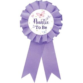 Butterfly Auntie to Be Tinplate Badge Pin, Pink Butterfly Best Aunt Ever Pin, Gender Reveal Button Pin for Women, Purple Rosette Aunt to Be Award Ribbon, Butterfly Baby Shower Party Favors