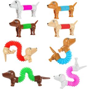 Limpskys 4 Pack Dog Pop Tubes ، أنابيب موسيقى البوب ​​الحيوانية ، تفضل حفلة الكلاب ، ألعاب تململ للأطفال ، ألعاب حسية للأطفال 5-7 ، منتجات Autism Sensory