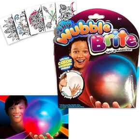 Tiny Wubble Brite Bubble Ball Light Up - Bundle with Mini Light Up Wubble Bubble Tear-Resistant Ball Plus Temporary Tattoos | Tiny Wubble Bright Ball for Kids, Boys, Girls
