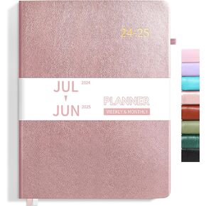 SUNEE 2024-2025 Weekly & Monthly Hardcover Planner 8" x 11" - 12 Month (July 2024 - June 2025), Large Academic Year Calendar Planner, Pocket, Notes, 100 GSM Paper, Monthly Sticker, Rose Gold