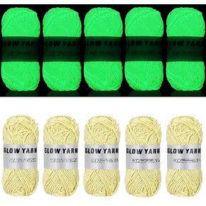 5 Rolls Glow in The Dark Yarn, 55 Yards Knitting Yarn for Crocheting, Luminous Sewing Supplies for Knitting DIY Crafts (Light Purple)