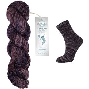 Troyarn Comfort Feet (2- حزمة skeins) خيوط مطلية باليد 75 ٪ من الصوف Merino Superwash و 25 ٪ من بولي أميد (غرامة / رياضة 2) / (2 × 3.52 أوقية - 2 × 100 Gr) / (2x360 ياردة 2 × 330 MT) (11263 - SALSA)