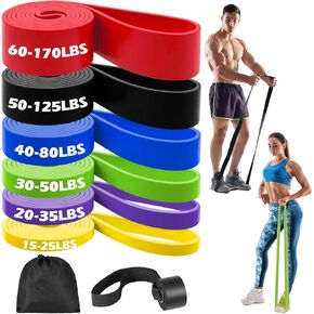 Zacro Resistance Bands, 6 Resistance Levels Pull Up Assistance Bands, Exercise Bands for Men&Women, Heavy Duty Resistance Band Set with Door Anchor, for Working Out, Muscle Training, Physical Therapy