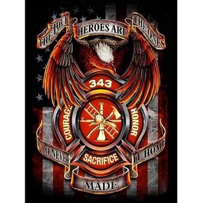 IREDLII 5D شارة مكافحة الإطفاء أرقام فنية الماس أرقام الطلاء على شرف 343 New York Firefighter Heroes Full Diamond 16 × 20 بوصة