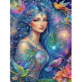 KAYEIUU Fairy Dust Diamond Painting Art Full Round Drills Beauty Bird Diamond Painting Kits for Room Decor Home Decor Bathroom Decor, Funny Gifts 12x16 inch