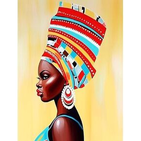 VAIIEYO 5D DIY Diamond Art Kits for Adults African Woman, Diamond Painting African American, Paint by Numbers Full Drill Round Rhinestone Craft Canvas for Home Wall Decor Gift 12x16 inch-31