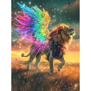 Wergund Diamond Art Painting Lion ، مجموعات فن الماس للبالغين للحيوان ، الحفر الكاملة للتطريز التريسي كروس للفنون Craft Craft Craft Decor
