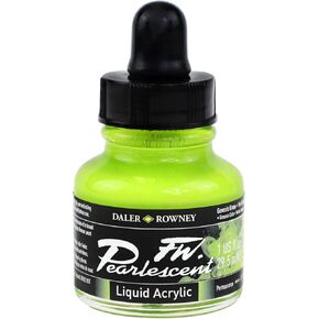 Daler-Rowney FW Pearlescent Acrylic Ink Bottle Genesis Green - Acrylic Drawing Ink for Artists and Students - Permanent Calligraphy Ink - Archival Ink for Illustrating and More