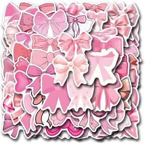 ملصقات Coquette Pink Bow ، Fufuddz Party Party Favors اللوازم اللطيفة ، ديكور غرفة الهاتف الجمالية المقاومة للماء