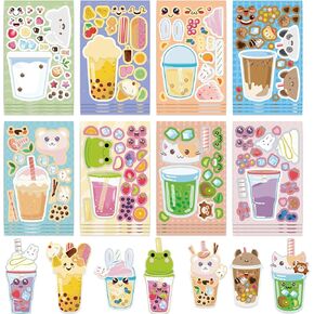 DIY Drink Stickers Kit - Make Your Own Stickers with Sweets & Boba Tea Designs | Party Favors, Birthday Crafts, Creative Art Projects for Kids, Teens & DIY Enthusiasts