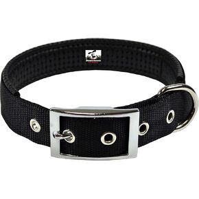 Downtown Pet Supply Deluxe Dog Collar - Padded Adjustable Dog Collar with Metal Buckle & D-Ring - Machine Washable & Water Resistant Thick Dog Collar - Black - S - Small Dog Collar