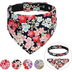 Vaburs Dog Collar and Dog Bandana, Pet Collar Fancy Dog Collar with Bandana for Small Medium and Large Dogs Adjustable(S-Pink)