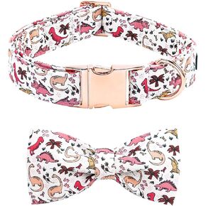 Independence Dog Collar-USA Flag Popsicle Print Collars Adjustable Soft Pet Collar with Bow Tie Holiday Metal Buckle Cotton Puppy Collar for Medium Dogs