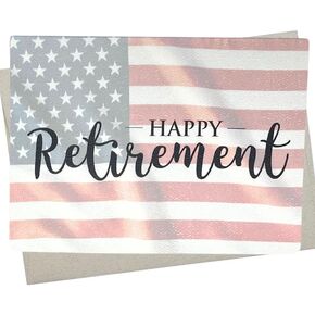 Whitman and Daughter American Flag Retirement Card for Man or Woman (7X5 Inch, Message Inside) for federal government employee retirement card, politician, military, police, or patriotic hero - 718