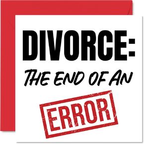 Stuff4 Funny Divorce Card - Error 404 - Congratulations Divorce Gifts Party, Congrats Seperation Card, 5.7 x 5.7 Inch Just Divorced Divorce Day Greeting Cards