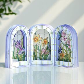 Lovepop Stained Glass Floral Triptych Pop-Up Gift