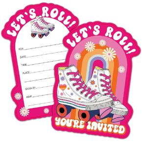 RZHV 15 Pack Roller Skating على شكل دعوات الحفلات مع الأظرف للبنين والفتيات المراهقين البالغين ، أولاد مضحكة ، والبنات ، الحفلات ، حفل عيد ميلاد الطفل ،