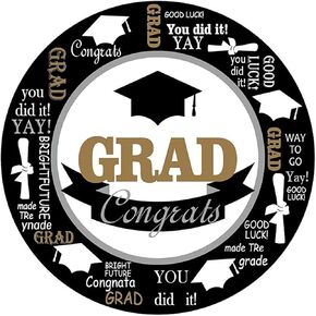 7IN Graduation Party Plates Disposable Congrats Grad Party Decoration Small Dessert Paper Plates For Class(16pcs)