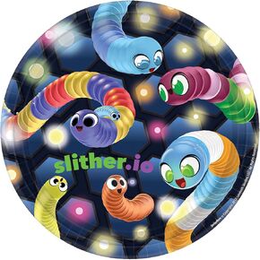 Slither.io Design Round Paper Plates - 7" | Multicolor | Pack of 8
